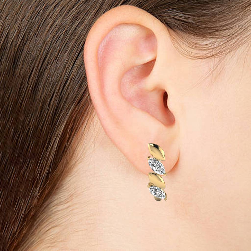 Marquise Lab Grown Diamond Gold Huggie Earrings : E00011SE555_6_3E14RDEFVSL