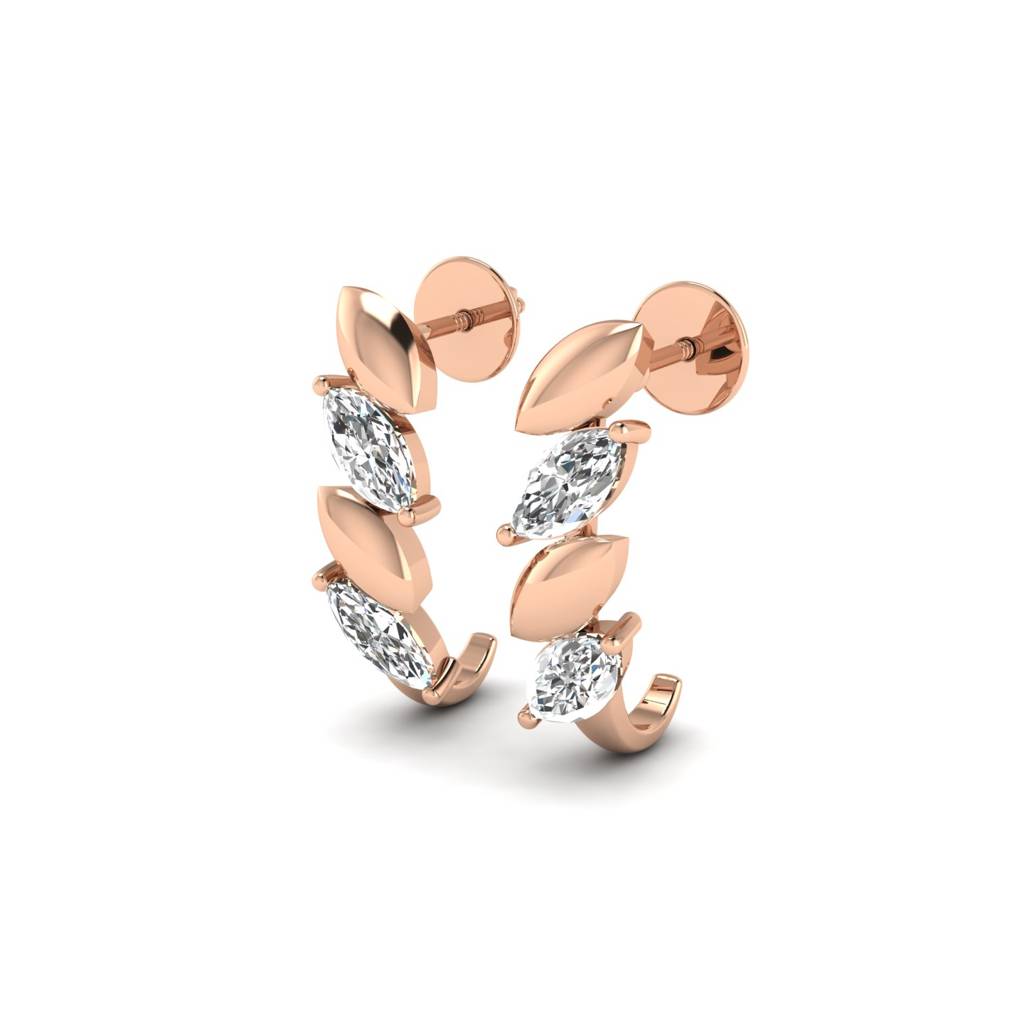 Marquise Lab Grown Diamond Gold Huggie Earrings : E00011SE555_6_3E14RDEFVSL