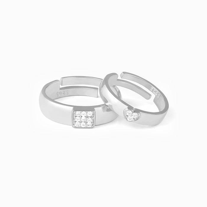 Silver Shining Love Couple Rings : R0259