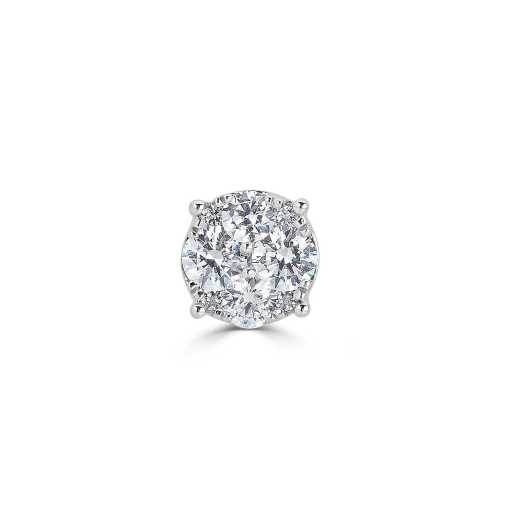 0.5 - 1 Ct Stellar Moissanite Cluster Stud - Single Piece For Men : Snowflake_earring_1ct_Men_FBA