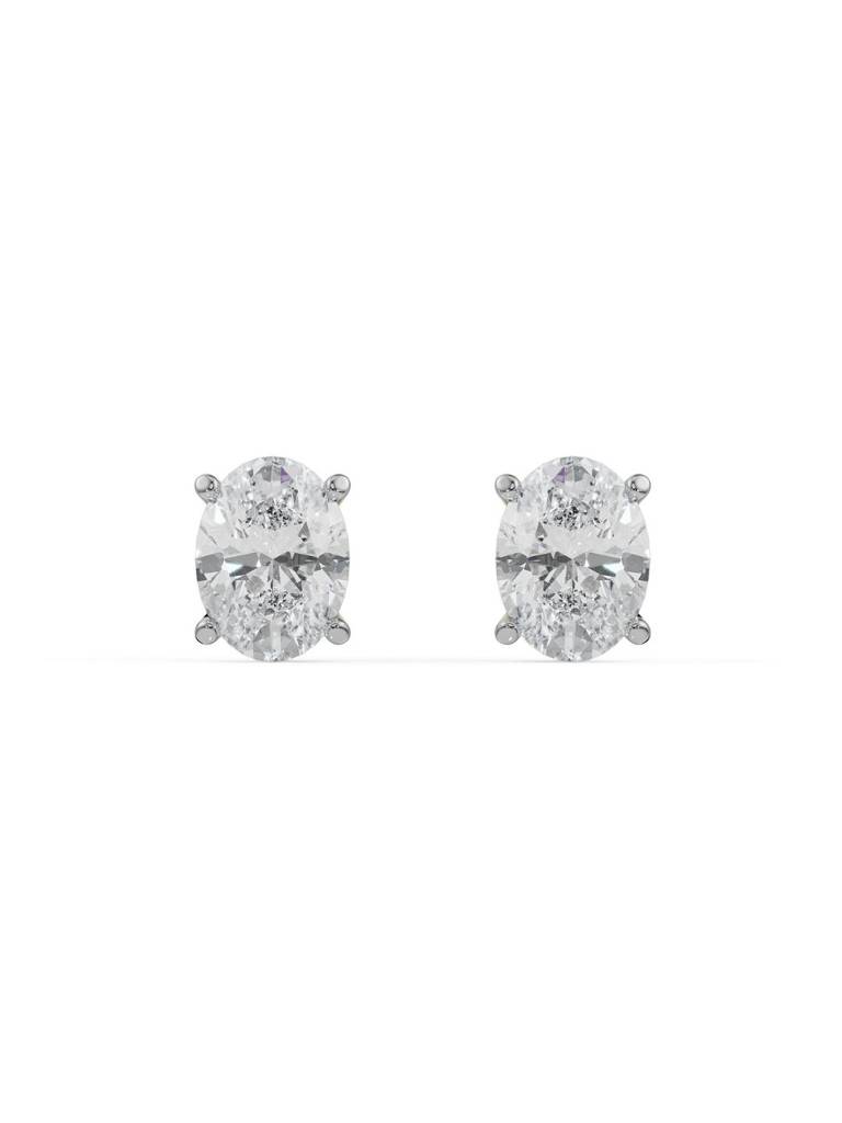 2 Ct Oval Solitaire Lab Grown Diamond Studs : E1061
