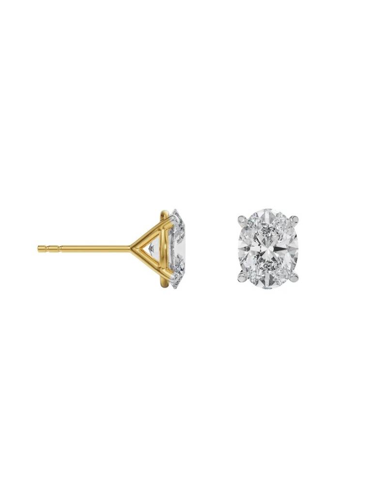 2 Ct Oval Solitaire Lab Grown Diamond Studs : E1061