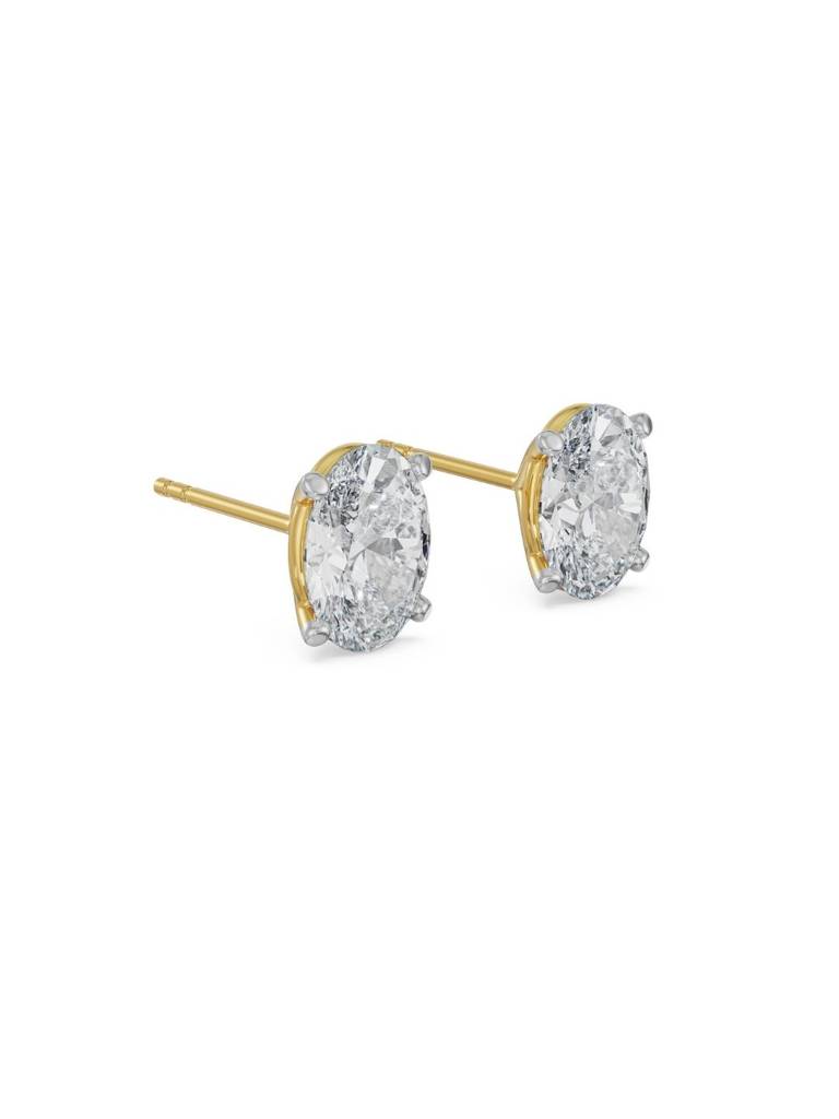 2 Ct Oval Solitaire Lab Grown Diamond Studs : E1061