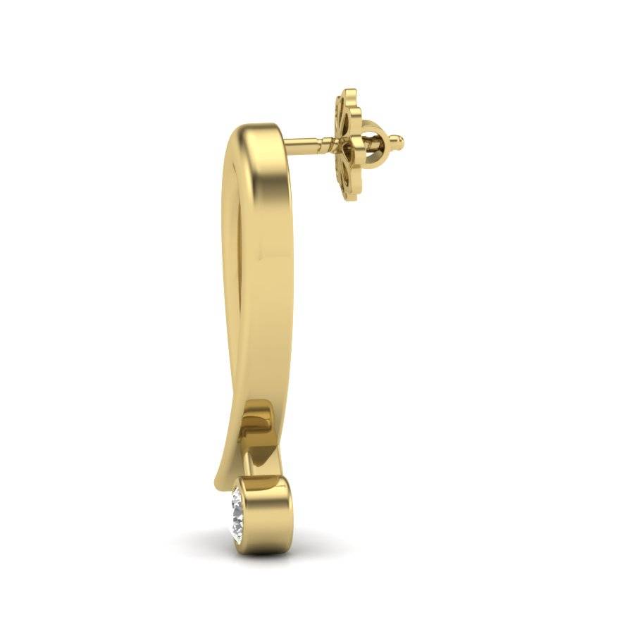 KuberBox 18K Yellow Gold Inverted Alpha Stud Earrings