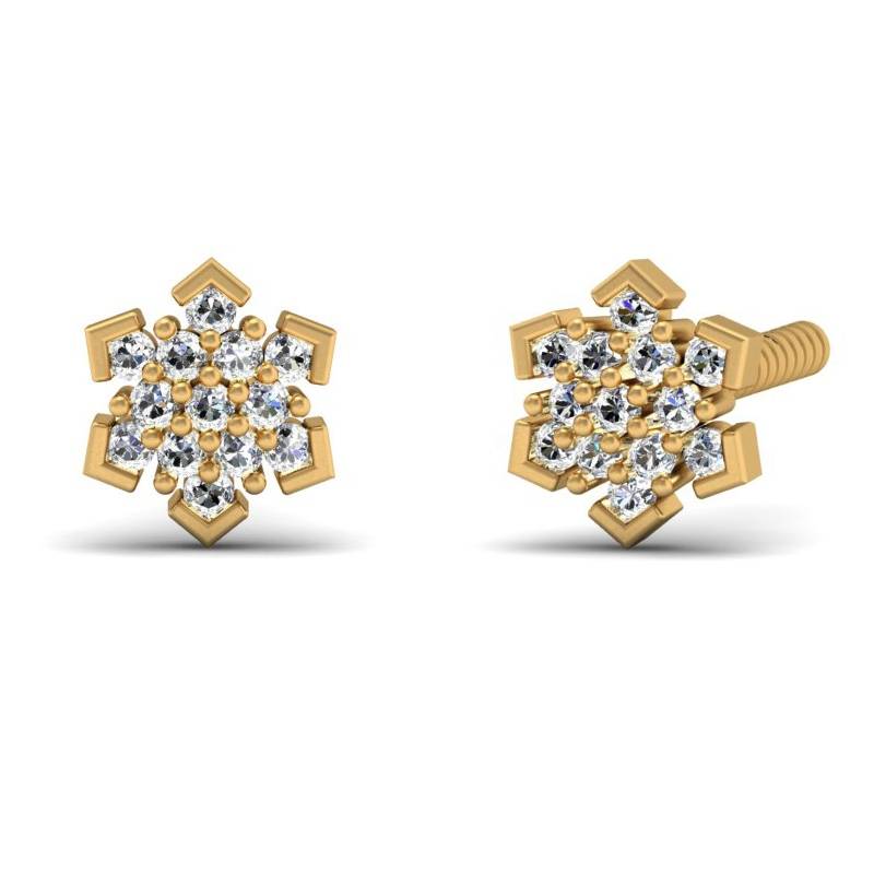 KuberBox 18K Yellow Gold Crimson Cap Stud Earrings