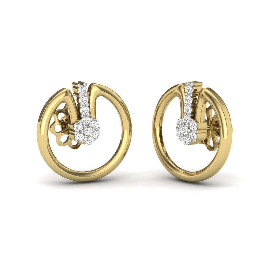 KuberBox 18K Yellow Gold Kryptic Stud Earrings