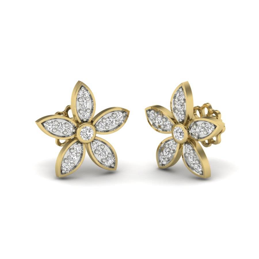 KuberBox 18K Yellow Gold Karnphool Stud Earrings