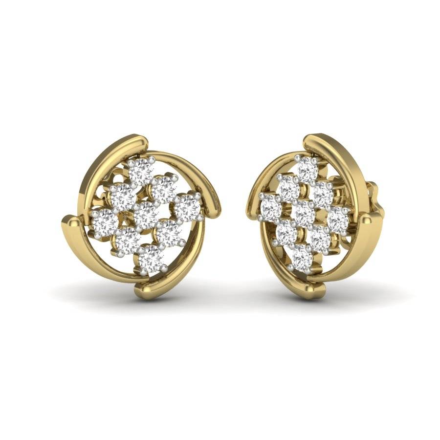 KuberBox 18K Yellow Gold Dots Stud Earrings