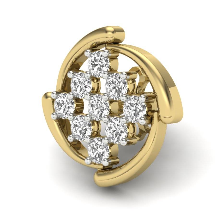 KuberBox 18K Yellow Gold Dots Stud Earrings