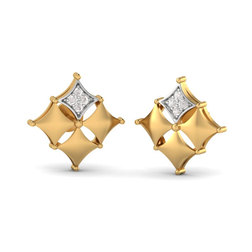 KuberBox 18K Yellow Gold Majestic Stud Earrings