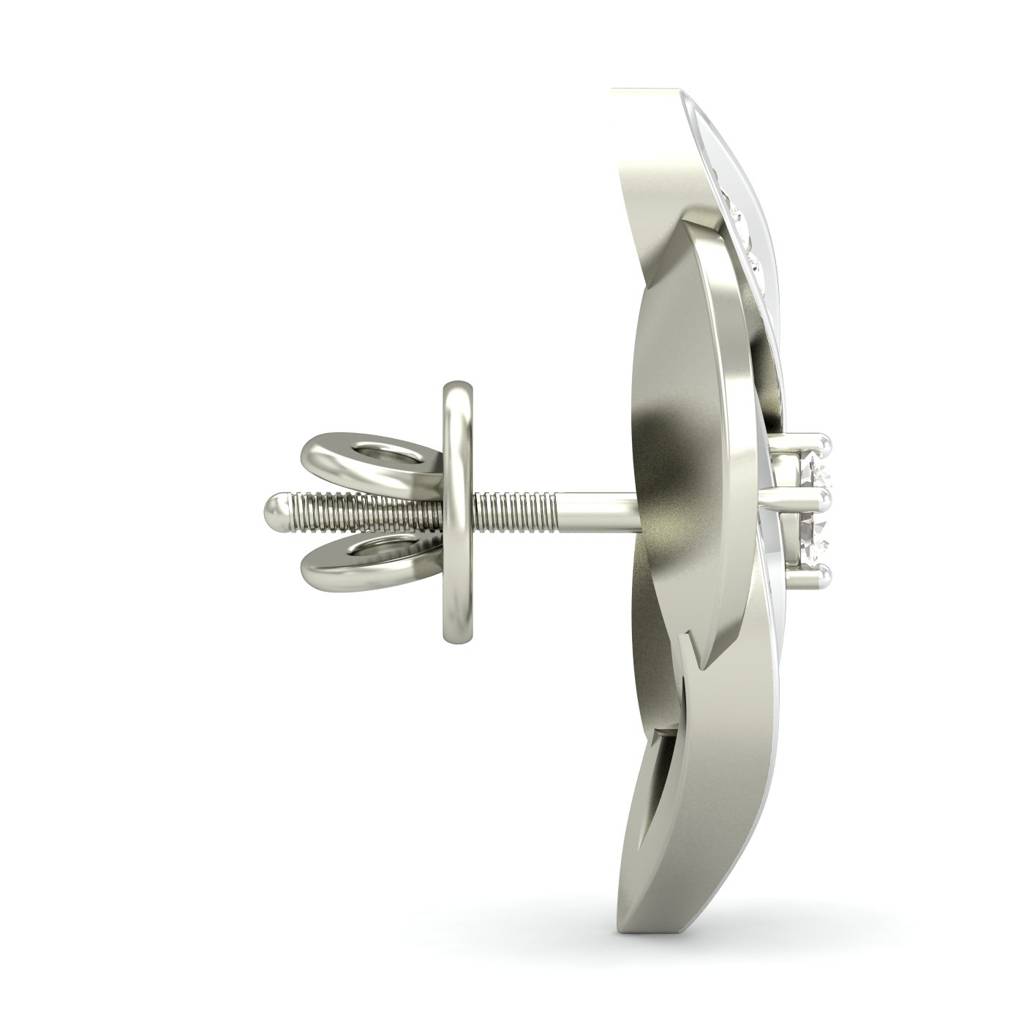 KuberBox 18K White Gold Milky Way Stud Earrings