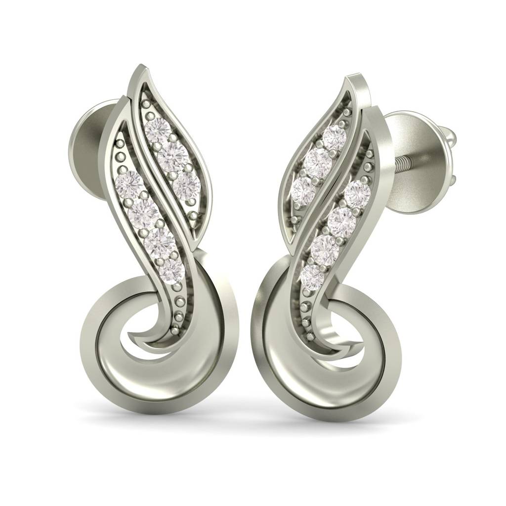 KuberBox 18K White Gold The Princess' Demand Stud Earrings