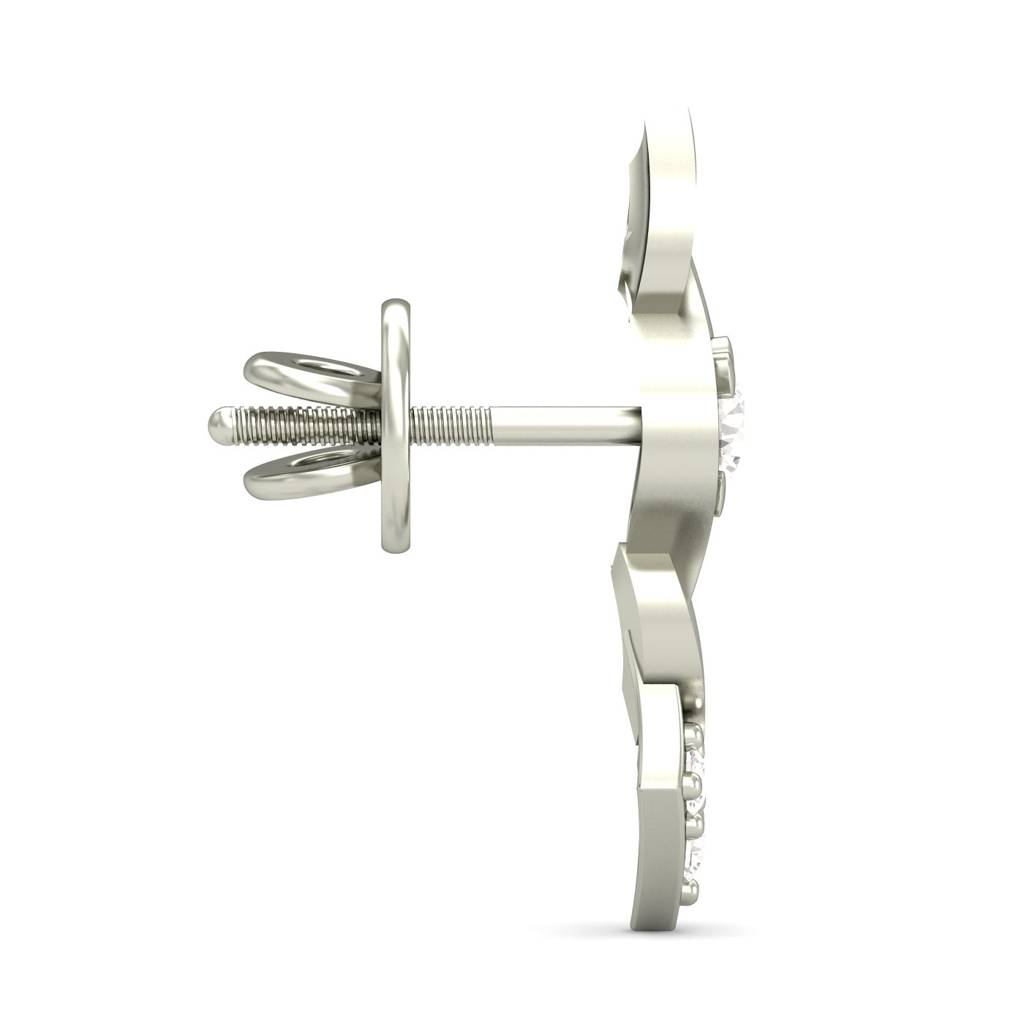 KuberBox 18K White Gold The Charming Solitude Stud Earrings