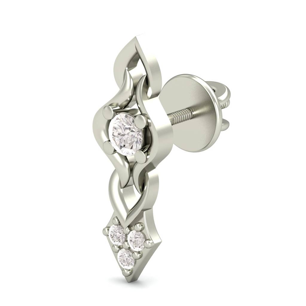 KuberBox 18K White Gold The Charming Solitude Stud Earrings