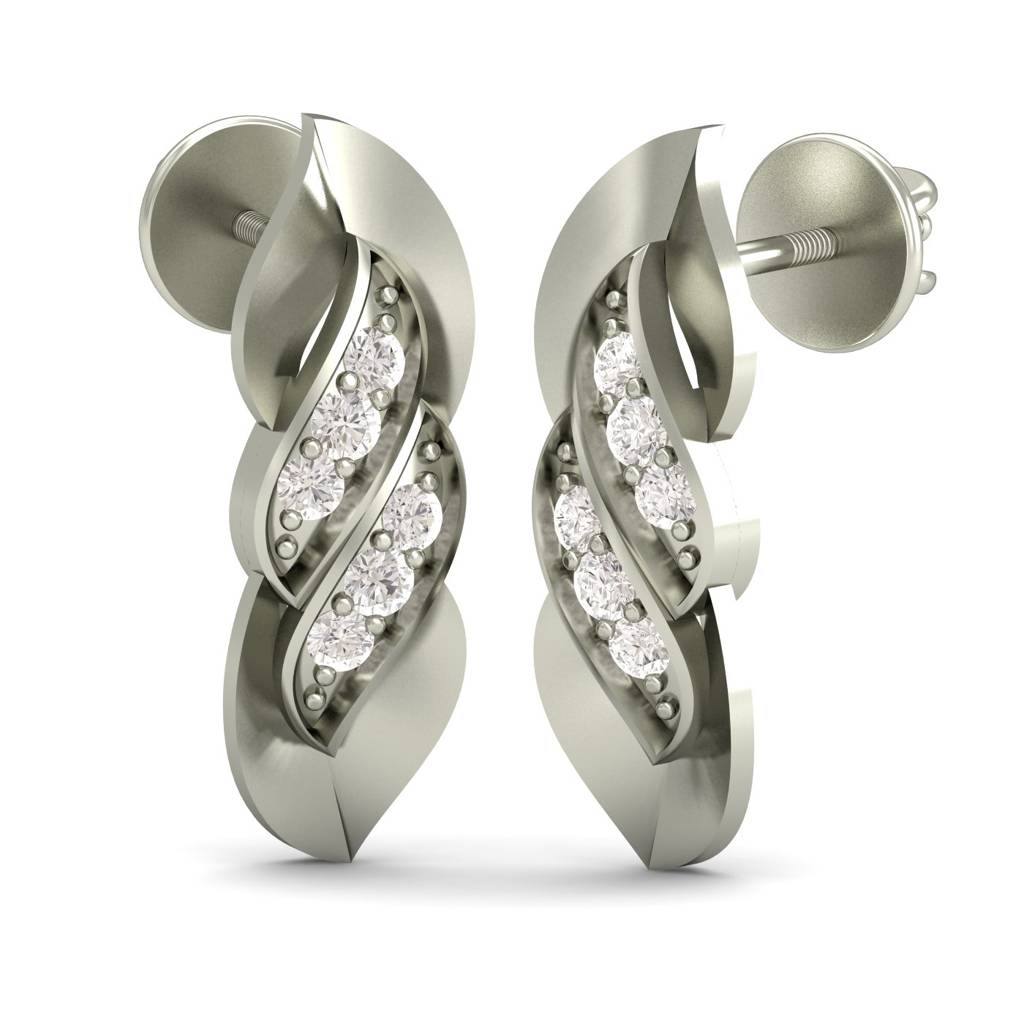 KuberBox 18K White Gold Gracious Presence Stud Earrings