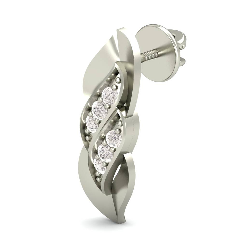 KuberBox 18K White Gold Gracious Presence Stud Earrings