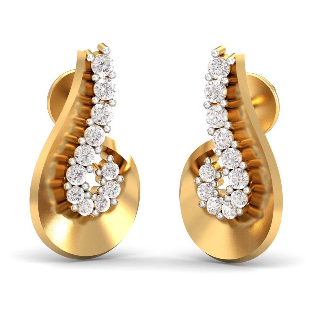 KuberBox 18K Yellow Gold Radiant Glory Stud Earrings