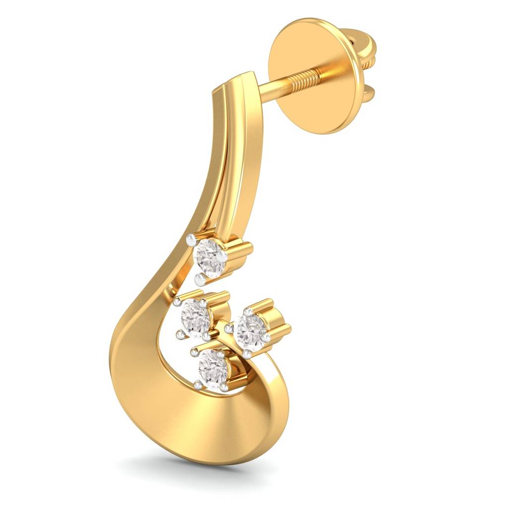 KuberBox 18K Yellow Gold Grace Personified Stud Earrings
