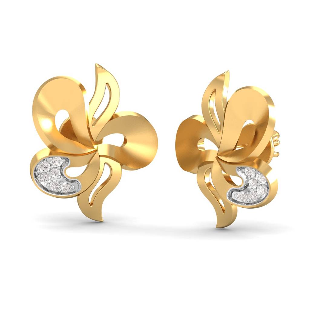 KuberBox 18K Yellow Gold Craftsman's Pride Stud Earrings