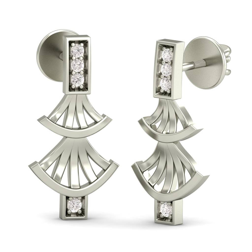 KuberBox 18K White Gold The Deceptive Charm Stud Earrings