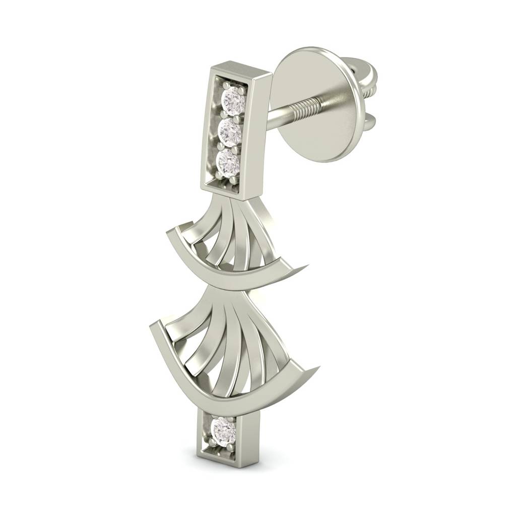 KuberBox 18K White Gold The Deceptive Charm Stud Earrings