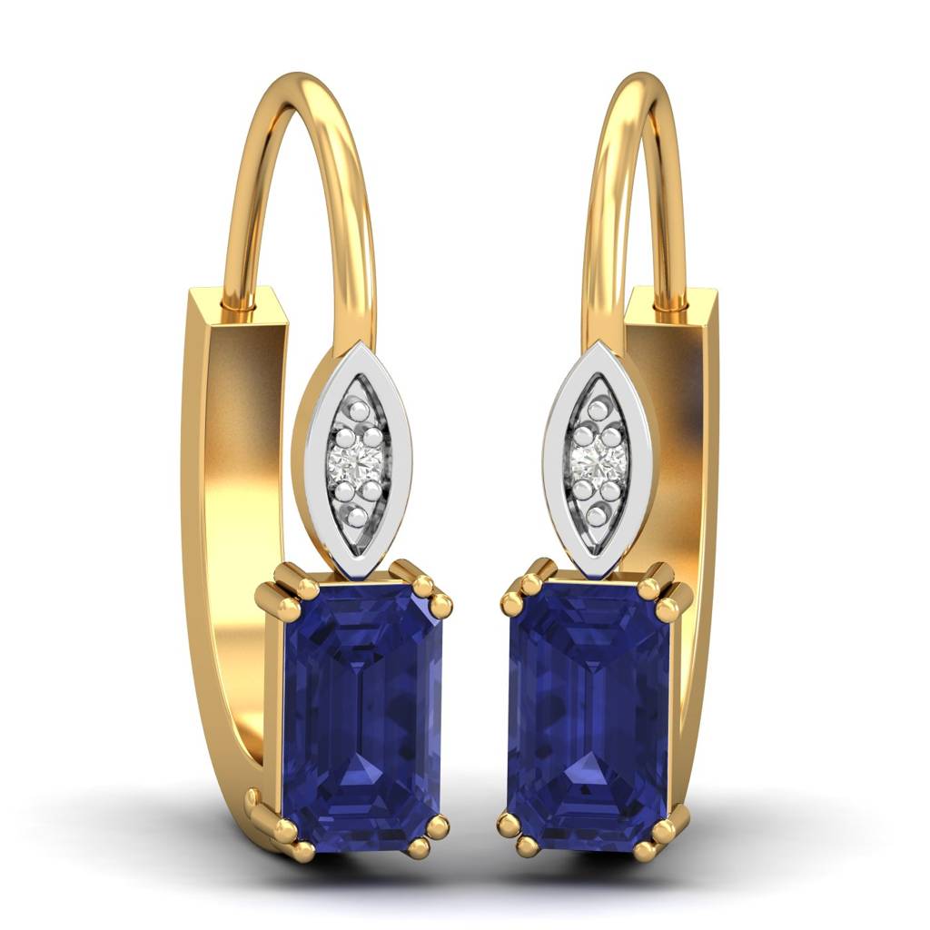 KuberBox 18K Yellow Gold Meridian Tanzanite Hoop Earrings