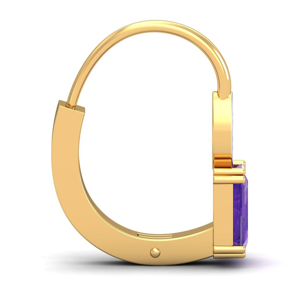 KuberBox 18K Yellow Gold Meridian Amethyst Hoop Earrings