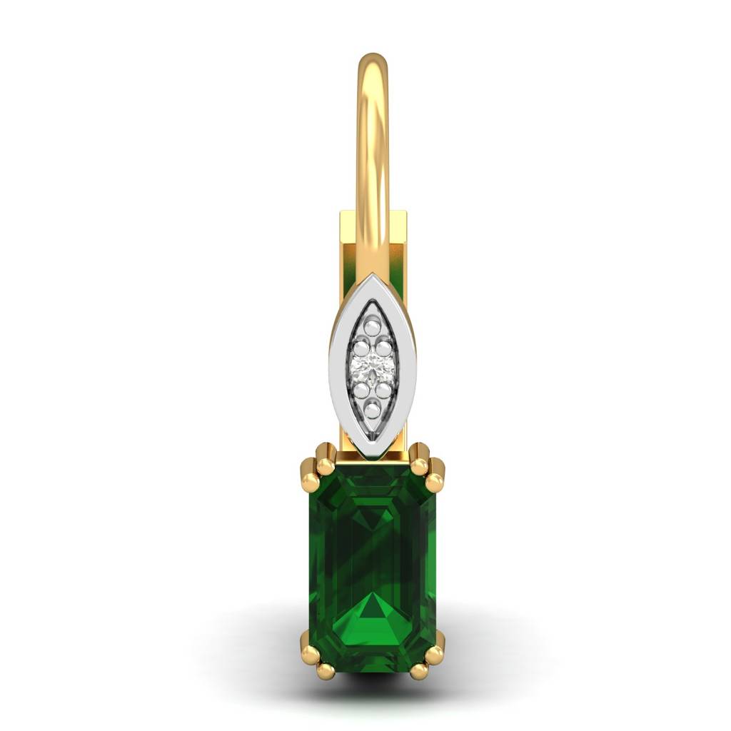 KuberBox 18K Yellow Gold Meridian Emerald Hoop Earrings