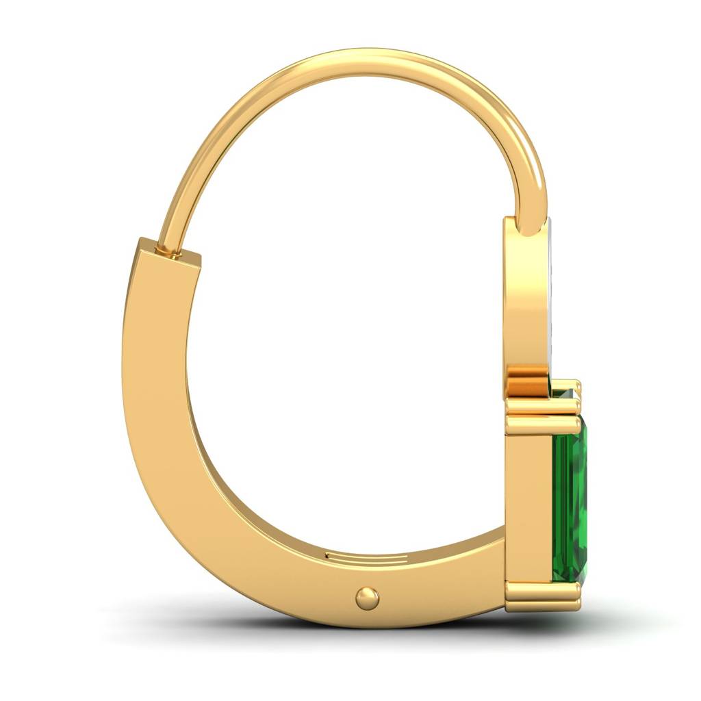 KuberBox 18K Yellow Gold Meridian Emerald Hoop Earrings