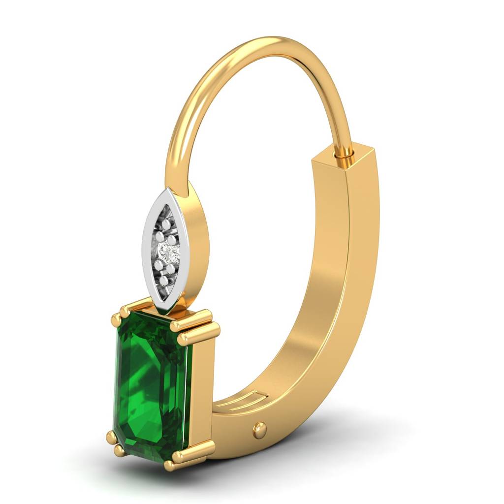 KuberBox 18K Yellow Gold Meridian Emerald Hoop Earrings