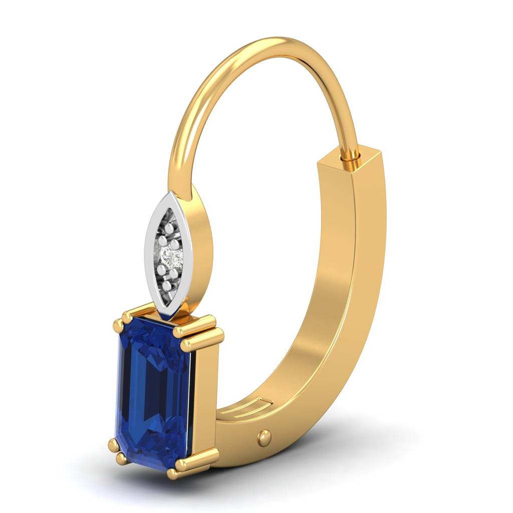 KuberBox 18K Yellow Gold Meridian Blue Sapphire Hoop Earrings