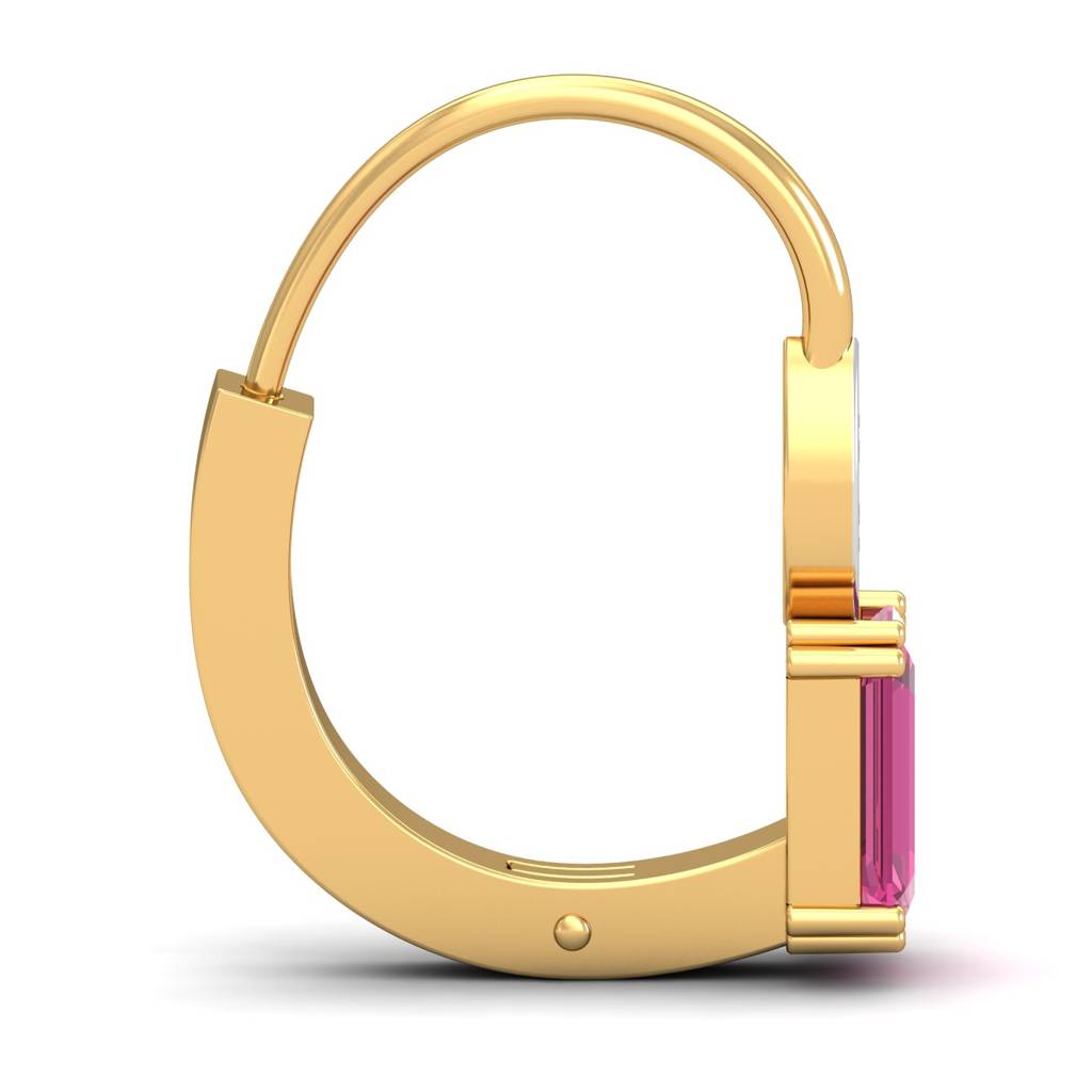 KuberBox 18K Yellow Gold Meridian Pink Sapphire Hoop Earrings