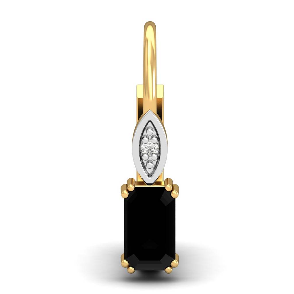 KuberBox 18K Yellow Gold Meridian Black Diamond Hoop Earrings