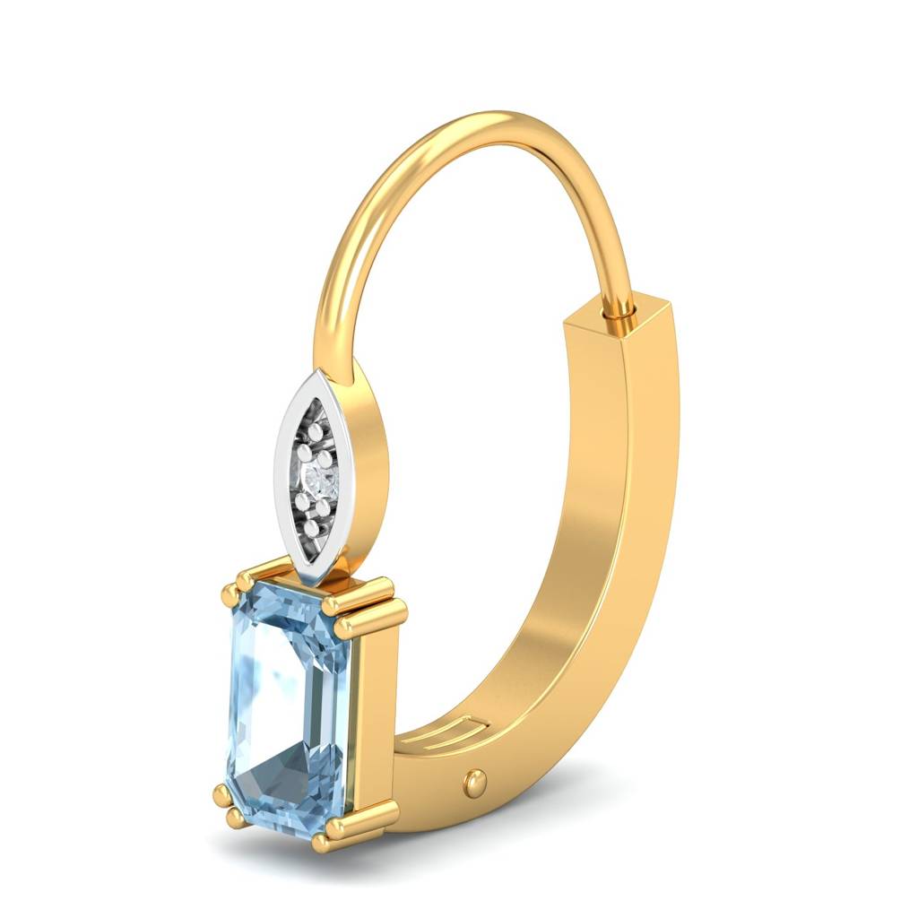 KuberBox 18K Yellow Gold Meridian Topaz Blue Hoop Earrings