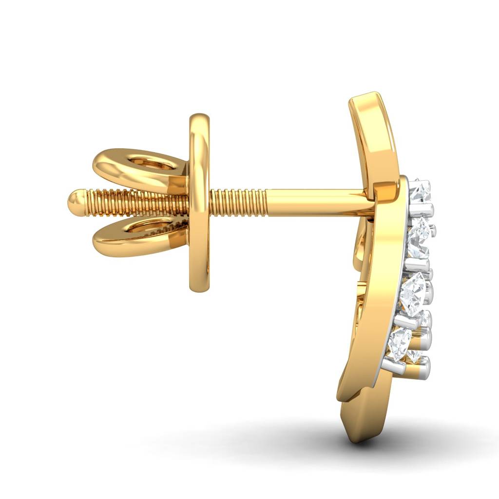 KuberBox 18K Yellow Gold Cherished Diamonds Stud Earrings