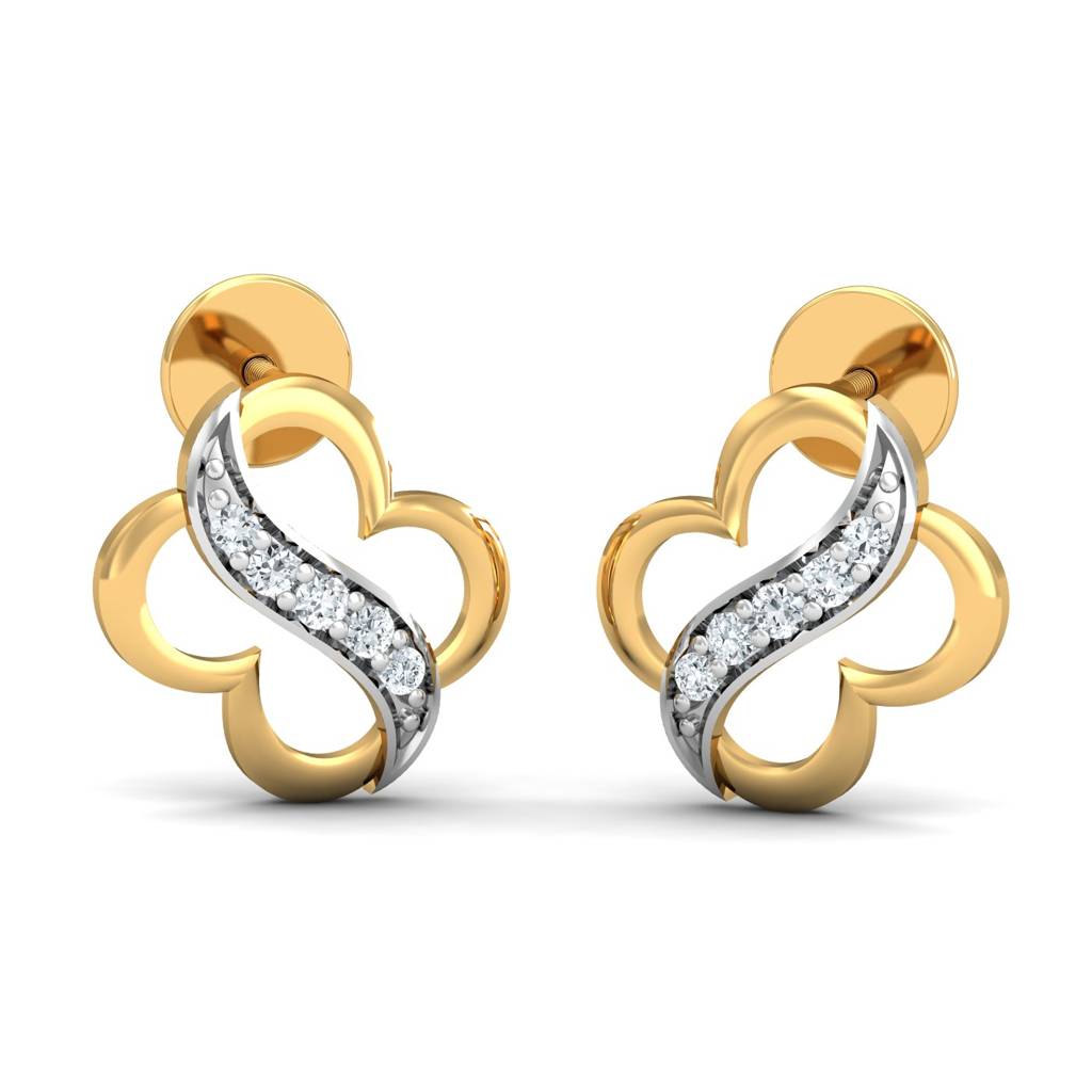 KuberBox 18K Yellow Gold Sarado Spade Stud Earrings