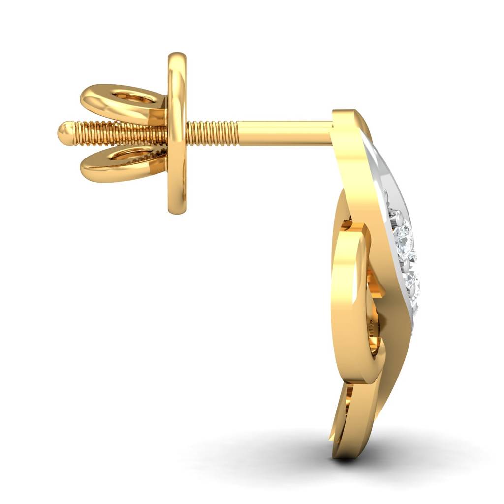 KuberBox 18K Yellow Gold Sarado Spade Stud Earrings