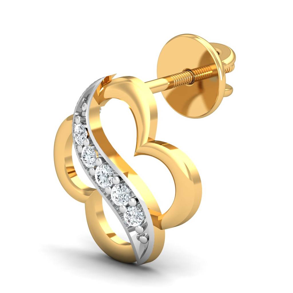 KuberBox 18K Yellow Gold Sarado Spade Stud Earrings