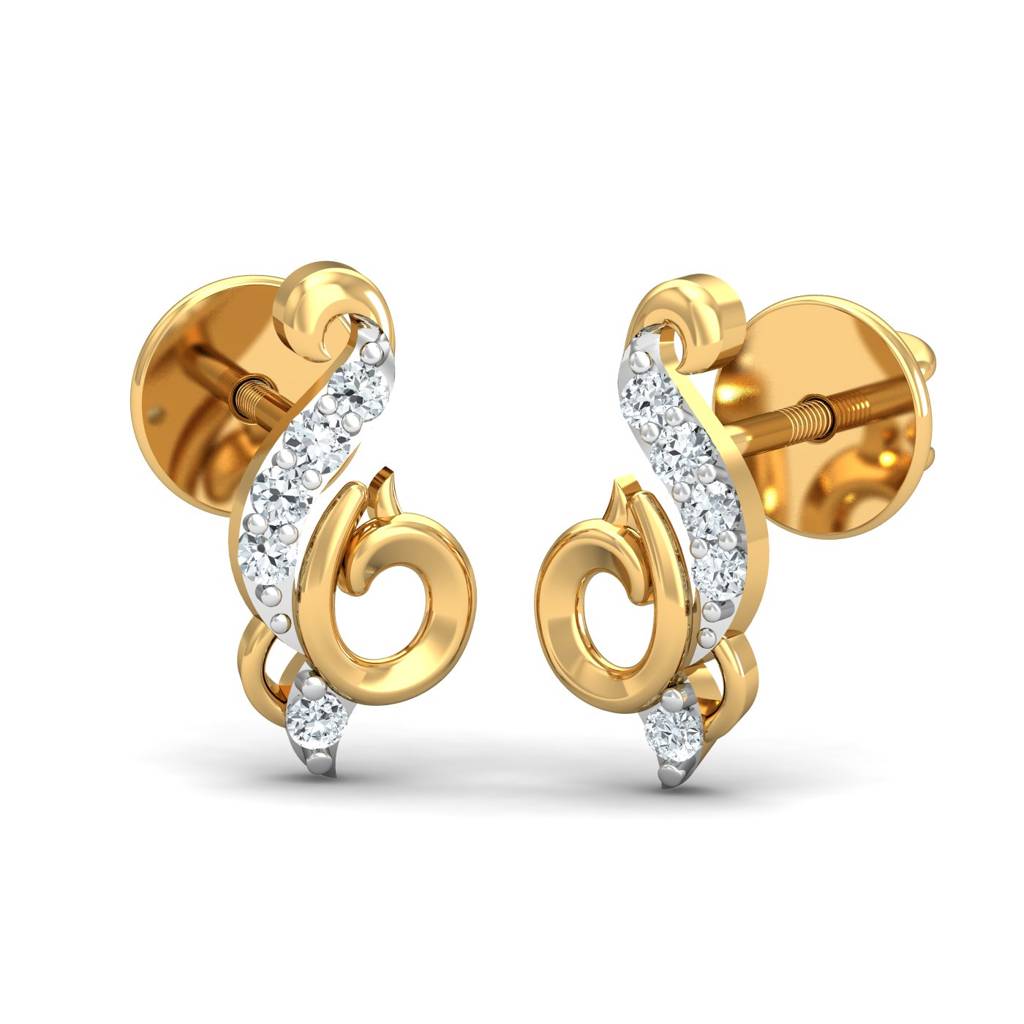 KuberBox 18K Yellow Gold Caracole Stud Earrings