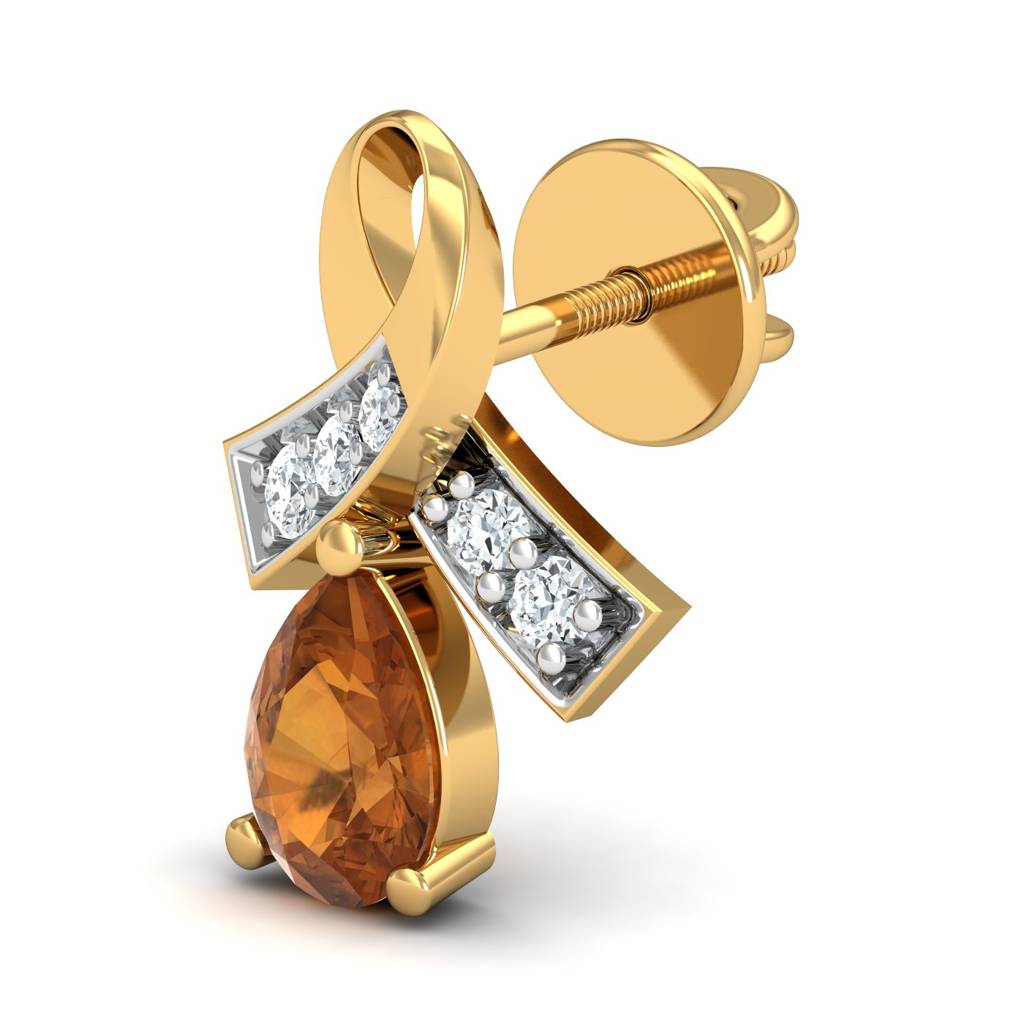 KuberBox 18K Yellow Gold Attaché Citrine Stud Earrings