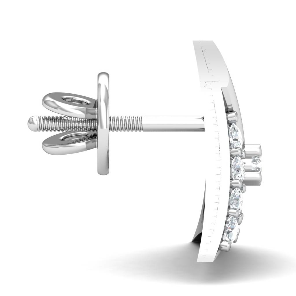 KuberBox 18K White Gold Charm Savvy Stud Earrings