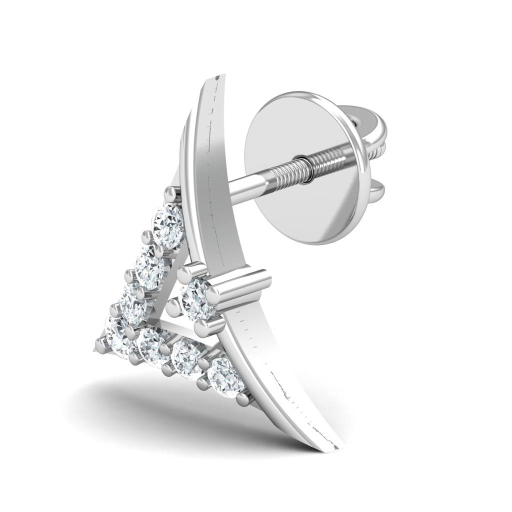 KuberBox 18K White Gold Charm Savvy Stud Earrings
