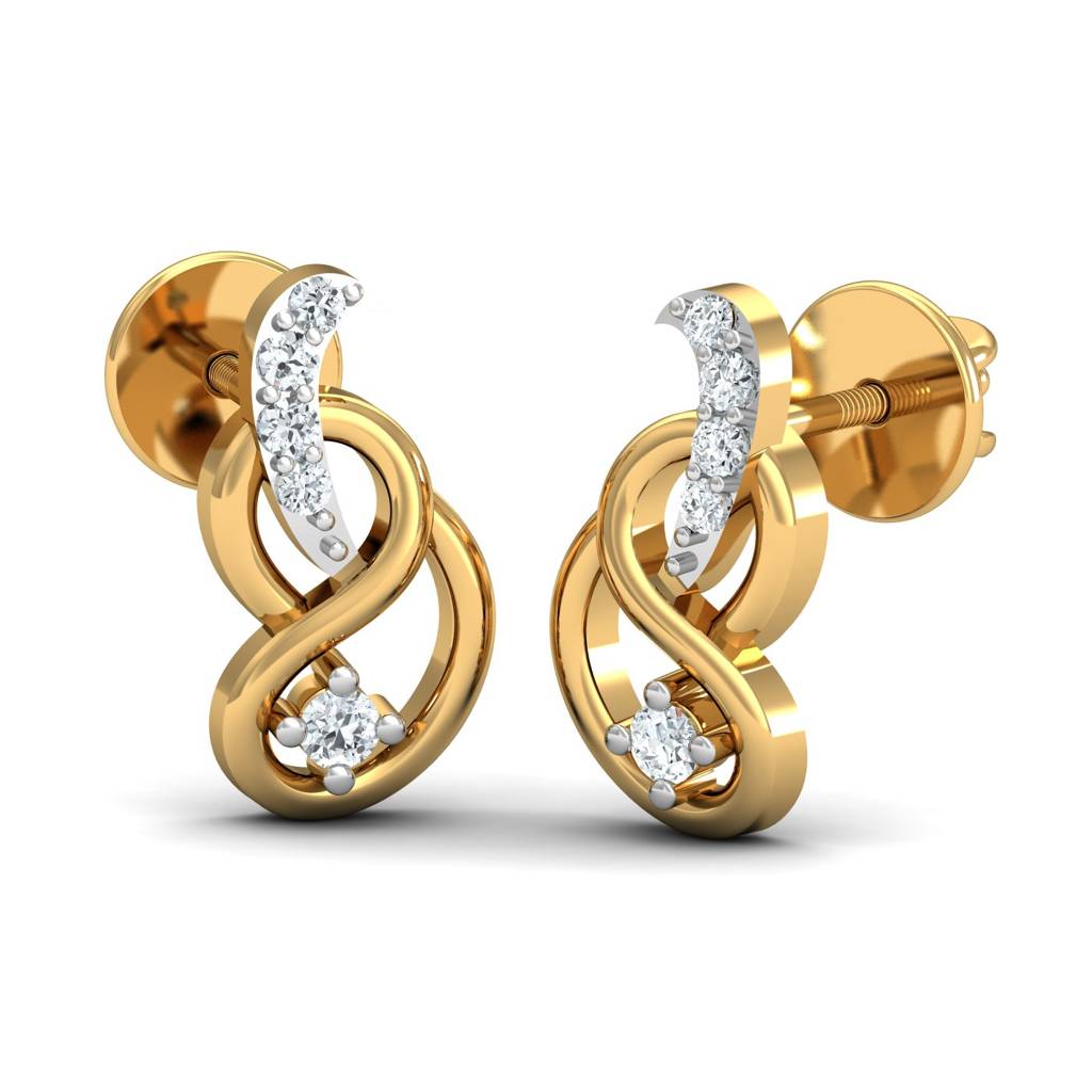 KuberBox 18K Yellow Gold Confined Aura Stud Earrings