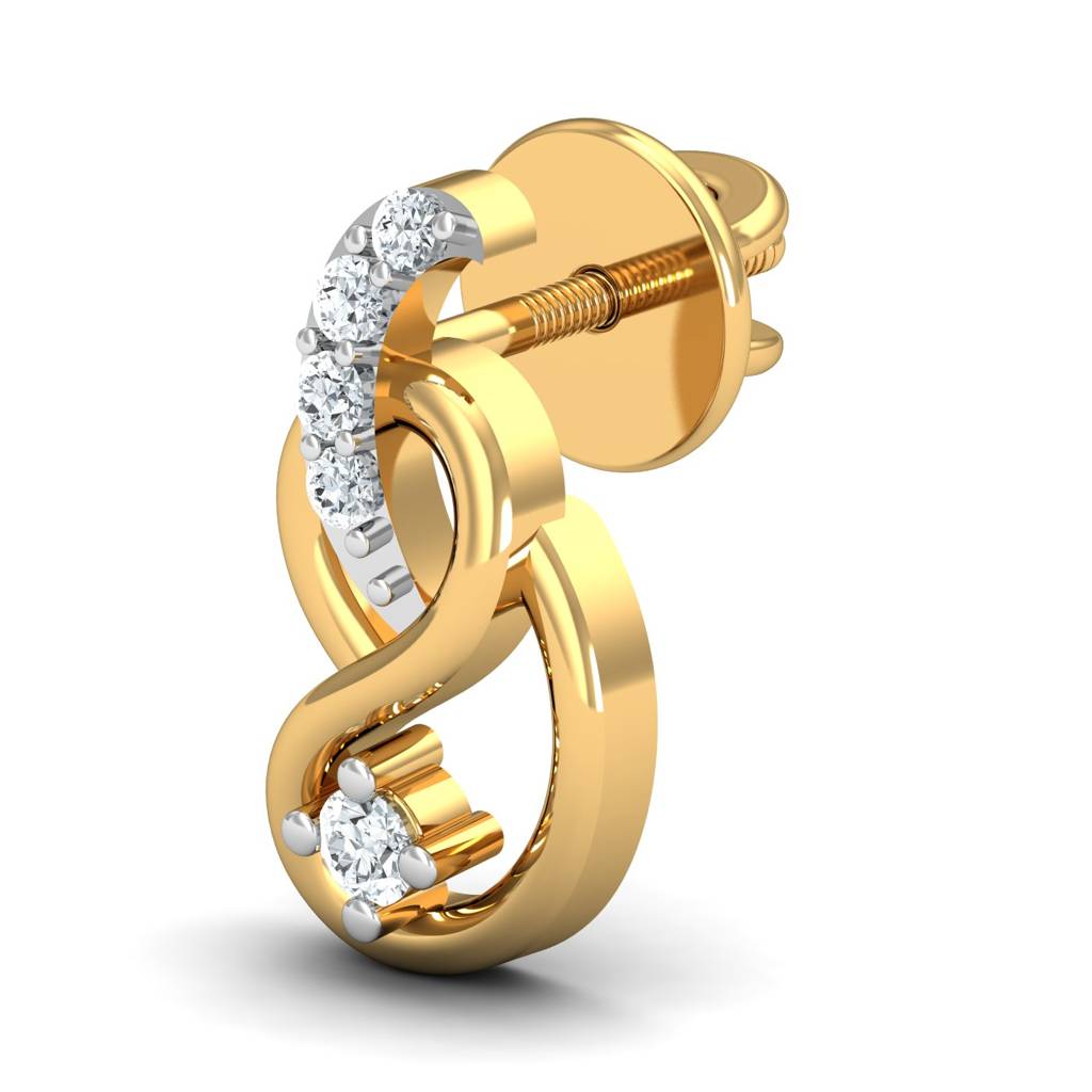 KuberBox 18K Yellow Gold Confined Aura Stud Earrings
