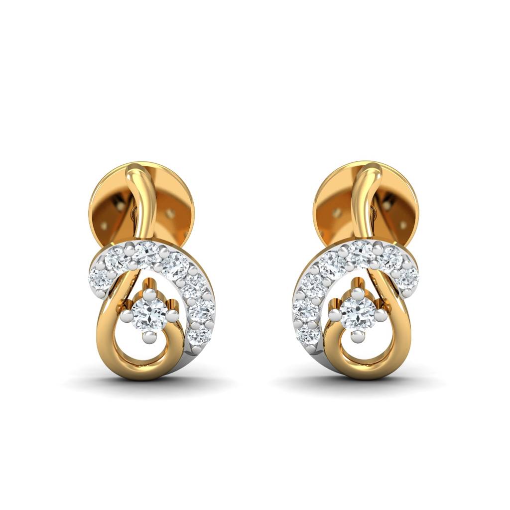 KuberBox 18K Yellow Gold Suave Stud Earrings