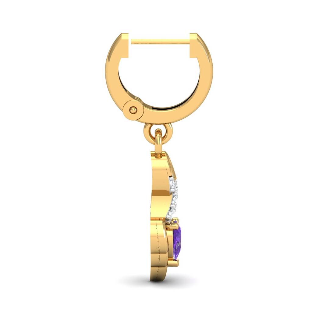 KuberBox 18K Yellow Gold Mediaeval Amethyst Hoop Earrings