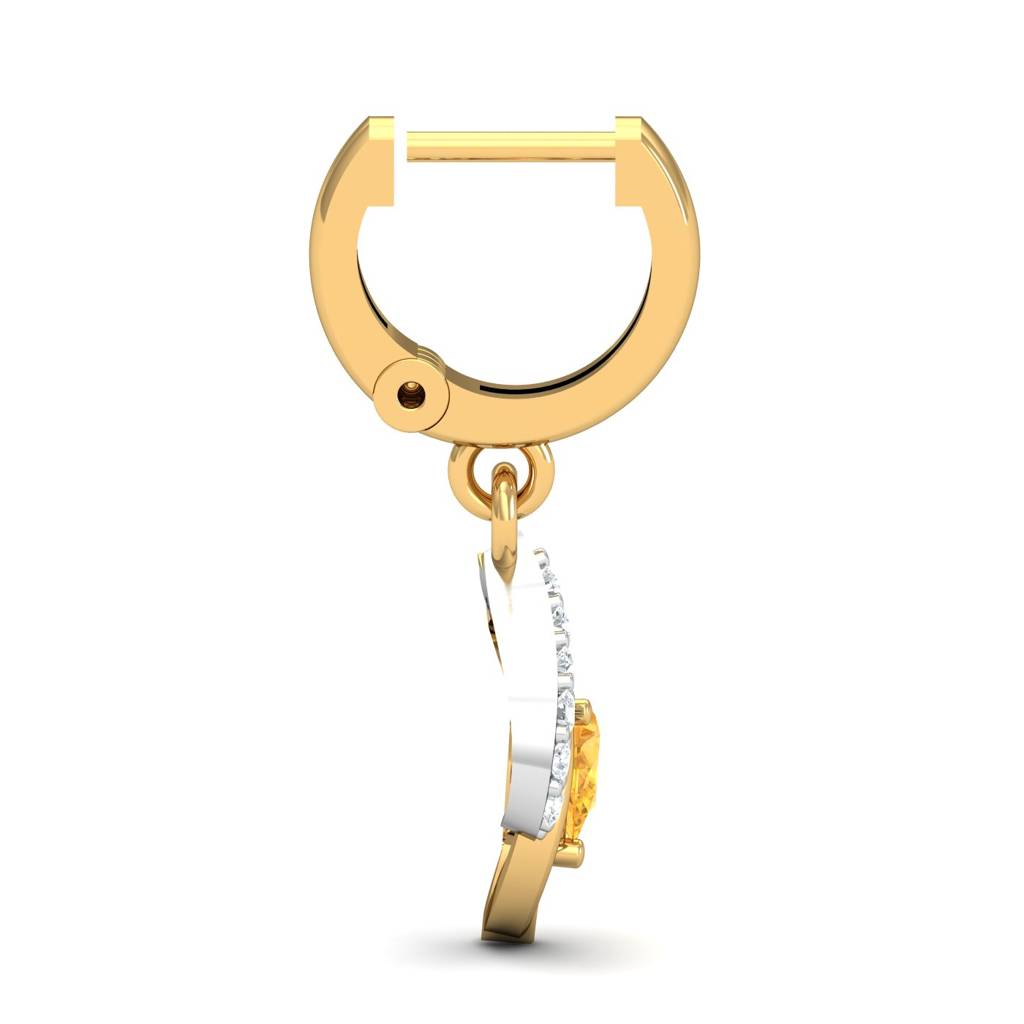 KuberBox 18K Yellow Gold Chivalric Citrine Hoop Earrings