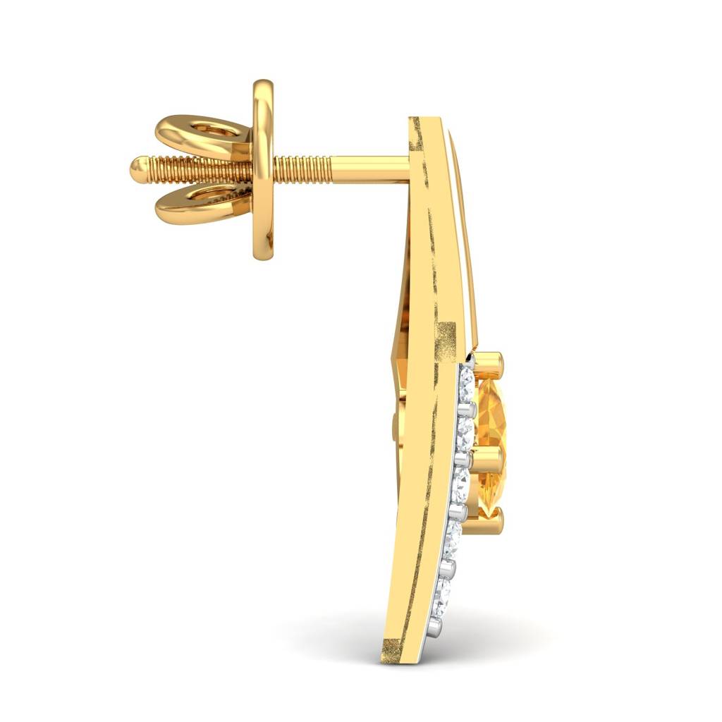 KuberBox 18K Yellow Gold Martinet Citrine Stud Earrings