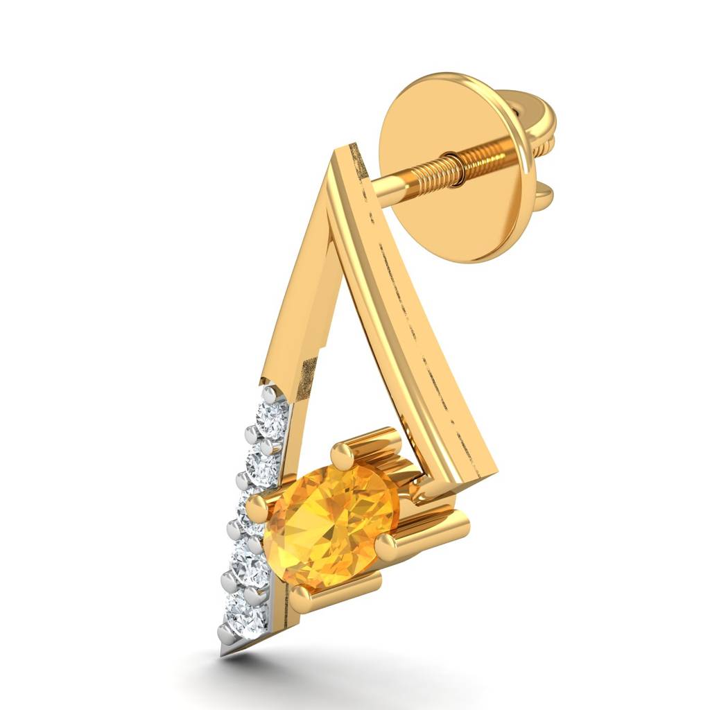KuberBox 18K Yellow Gold Martinet Citrine Stud Earrings