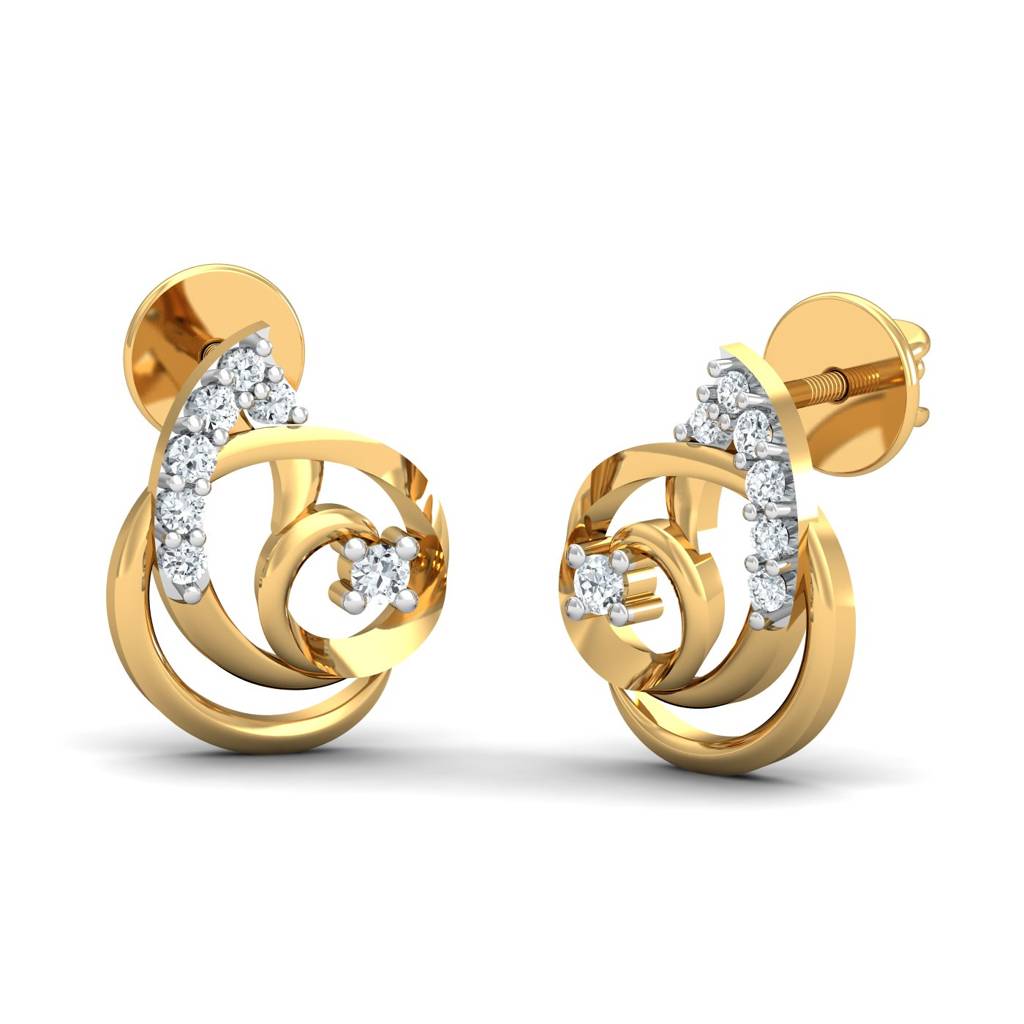 KuberBox 18K Yellow Gold Magusot Stud Earrings